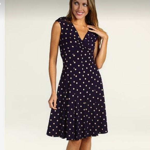 Jessica Howard Purple Polka Dot Surplice Neckline Size 12 Dress - Picture 1 of 10